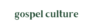 Text 'gospel culture' in green on a white background
