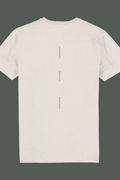 organic cotton christian t shirt in off white with rescued redeemed restored on back